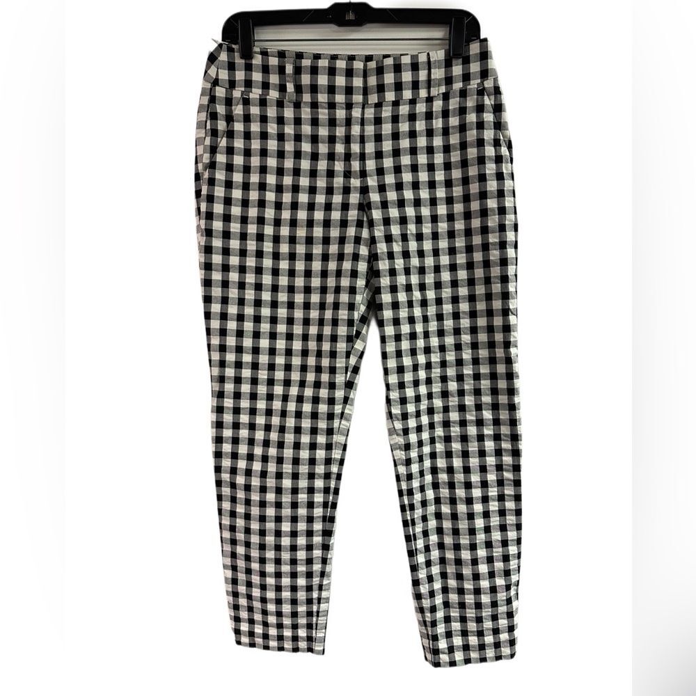 Loft Julie Straight Leg Black & White Gingham Pants Size 4